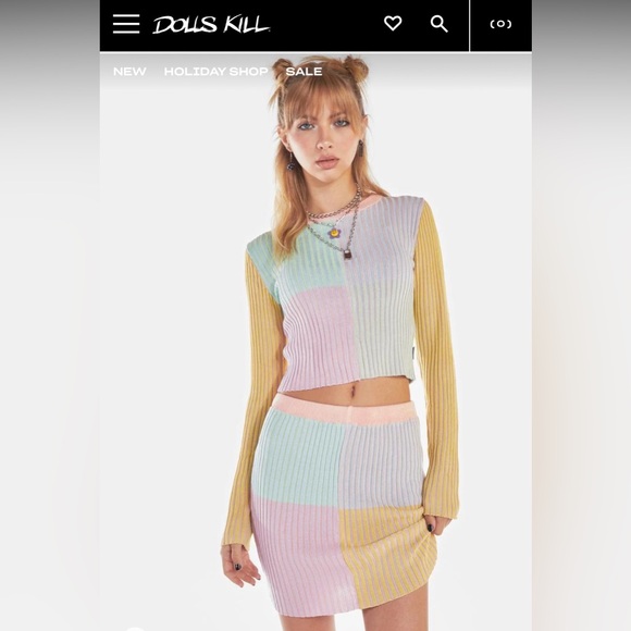 RAGGED PRIEST sweater pastel colorblock ribbed top medium DOLLS KILL y2k gothic - Picture 14 of 14